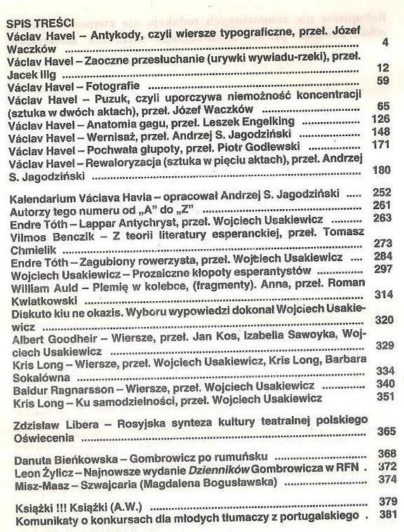 Zamów dziś Literatura na świecie nr 8-9 (217-218)1989: Vaclav Havel