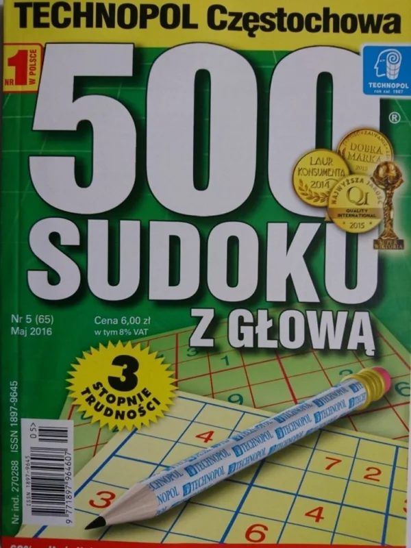 500 SUDOKU Z GŁOWĄ 5-2016 Ostatnie sztuki