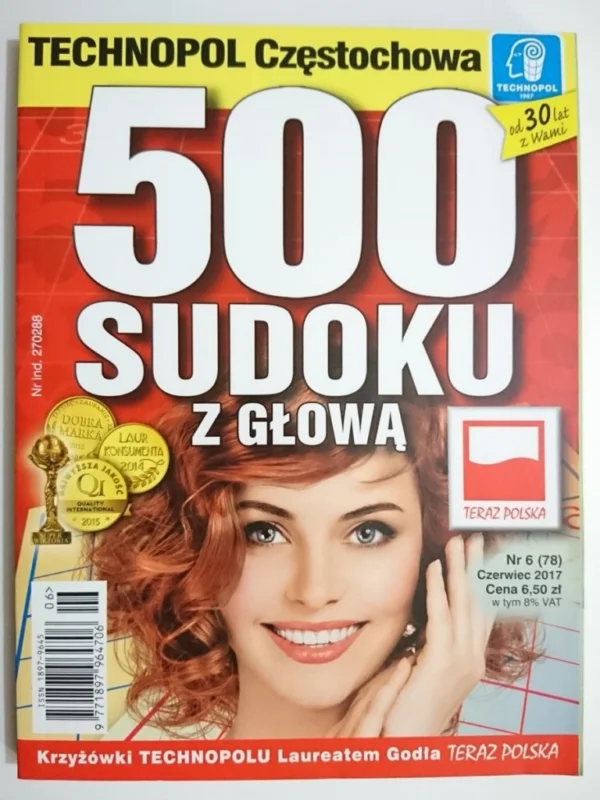 500 SUDOKU Z GŁOWĄ 6-2017 Szybka wysyłka