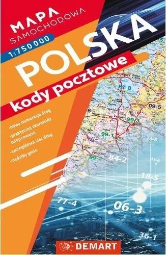 MAPA SAMOCHODOWA POLSKI. KODY POCZTOWE Darmowy zwrot