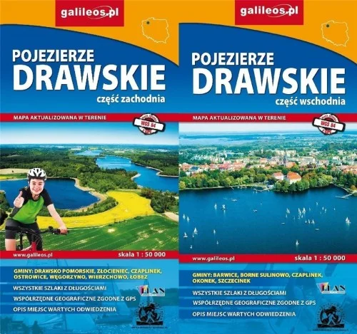 MAPA TURYSTYCZNA -POJEZIERZE DRAWSKIE (KOMPLET) Niska cena