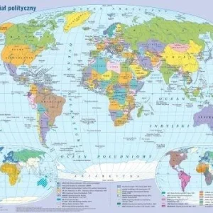 MAPA śWIATA POLITYCZNA PLANSZA EDUKACYJNA Tani