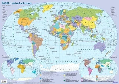 MAPA śWIATA POLITYCZNA PLANSZA EDUKACYJNA Tani